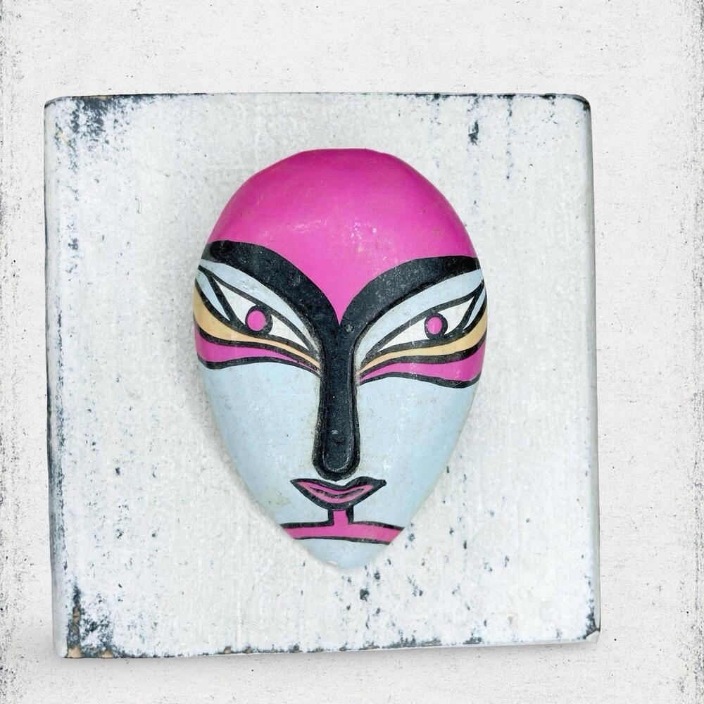 115. Creepy Handmade Pink Face Brooch